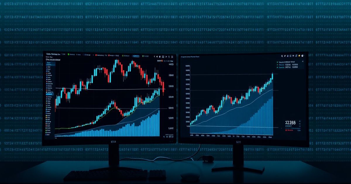 Kingfisher Trading platform interface showing real-time cryptocurrency charts with candlestick patterns and technical indicators