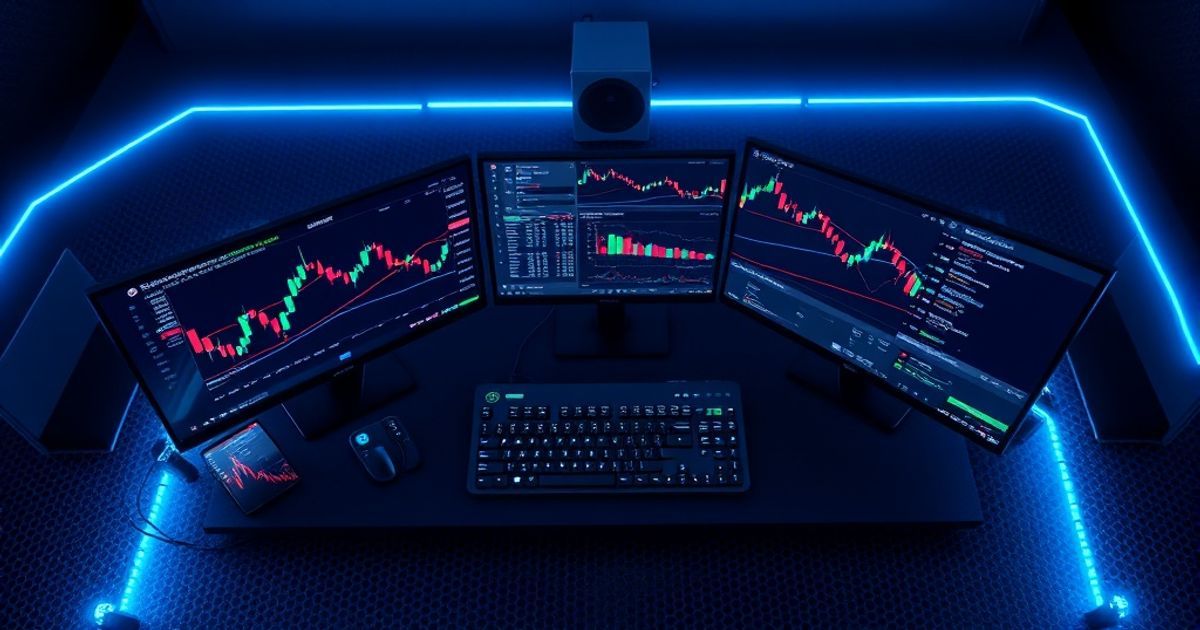 Kingfisher-Plattform Trading platform interface showing real-time cryptocurrency charts with candlestick patterns and technical indicators