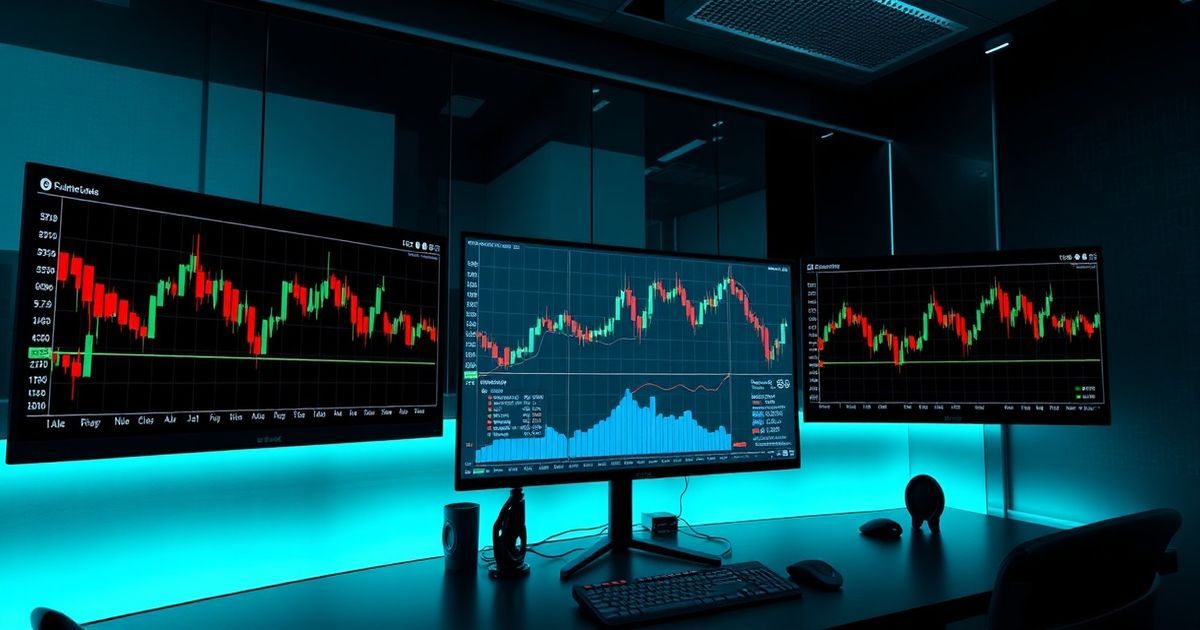 Kingfisher Trading platform interface showing real-time cryptocurrency charts with candlestick patterns and technical indicators